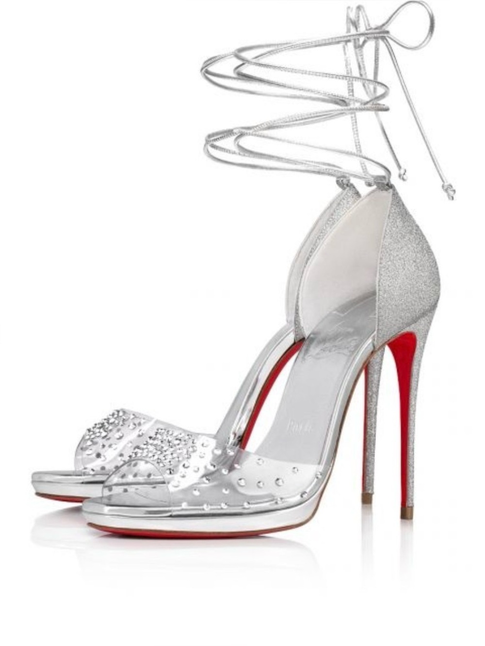 Christian Louboutin The Degratina Frou silver 120mm heel size 39.5